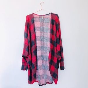 Coco Kelly Plaid Long Open Cardigan